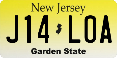 NJ license plate J14LOA