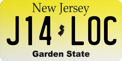 NJ license plate J14LOC