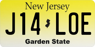 NJ license plate J14LOE