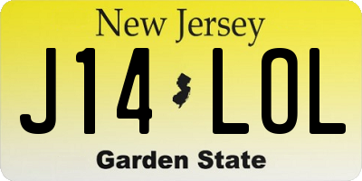 NJ license plate J14LOL