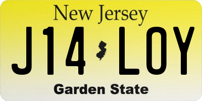 NJ license plate J14LOY