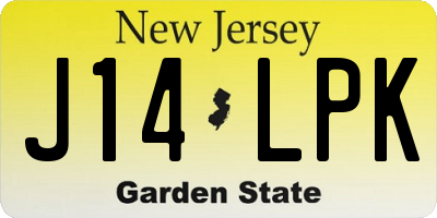 NJ license plate J14LPK