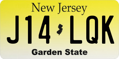 NJ license plate J14LQK