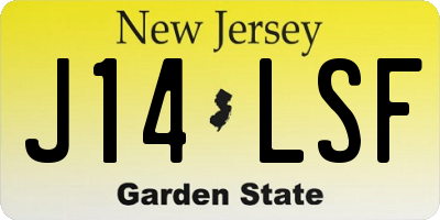 NJ license plate J14LSF