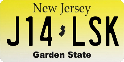 NJ license plate J14LSK