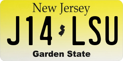 NJ license plate J14LSU