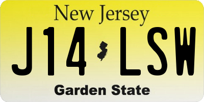 NJ license plate J14LSW