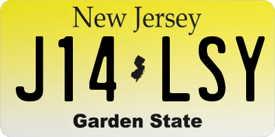 NJ license plate J14LSY