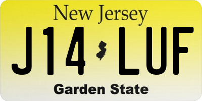 NJ license plate J14LUF