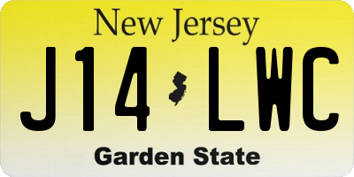 NJ license plate J14LWC
