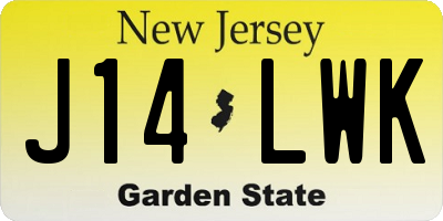 NJ license plate J14LWK