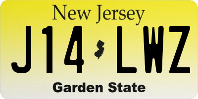 NJ license plate J14LWZ