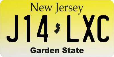 NJ license plate J14LXC