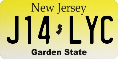 NJ license plate J14LYC