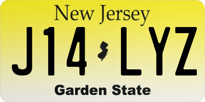 NJ license plate J14LYZ