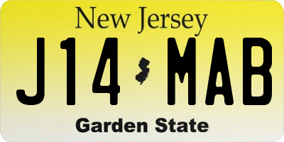 NJ license plate J14MAB