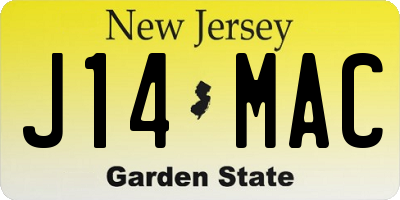 NJ license plate J14MAC