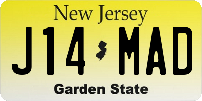 NJ license plate J14MAD