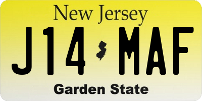 NJ license plate J14MAF