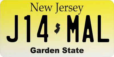 NJ license plate J14MAL