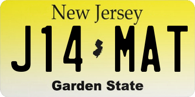 NJ license plate J14MAT