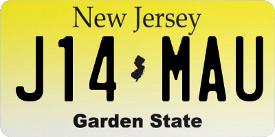 NJ license plate J14MAU