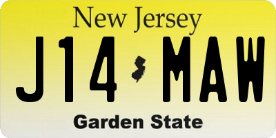 NJ license plate J14MAW