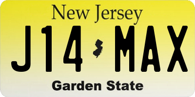 NJ license plate J14MAX