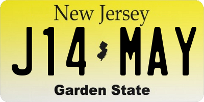 NJ license plate J14MAY