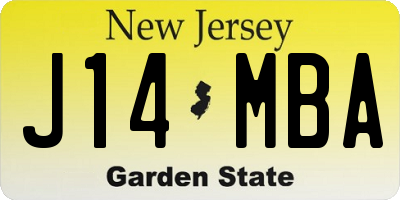 NJ license plate J14MBA