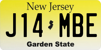 NJ license plate J14MBE