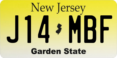 NJ license plate J14MBF