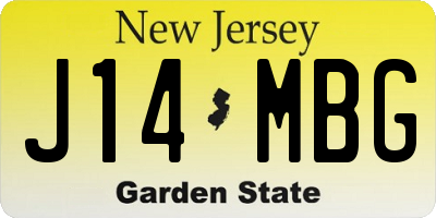 NJ license plate J14MBG
