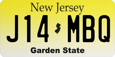 NJ license plate J14MBQ