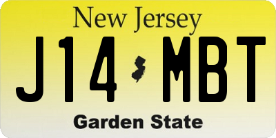 NJ license plate J14MBT