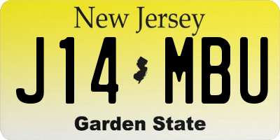 NJ license plate J14MBU