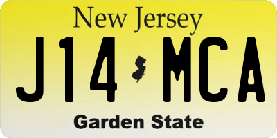 NJ license plate J14MCA