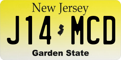 NJ license plate J14MCD