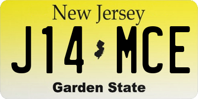 NJ license plate J14MCE