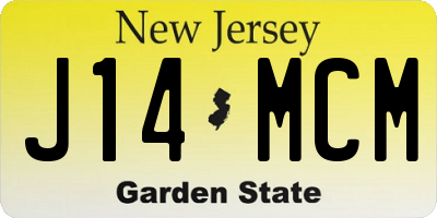 NJ license plate J14MCM