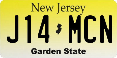 NJ license plate J14MCN