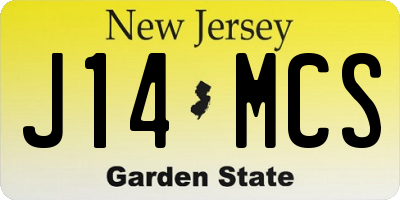 NJ license plate J14MCS