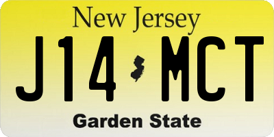 NJ license plate J14MCT