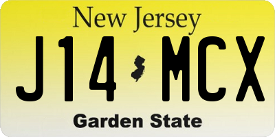 NJ license plate J14MCX