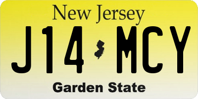 NJ license plate J14MCY