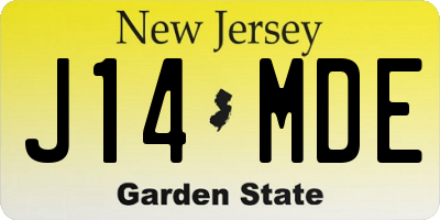 NJ license plate J14MDE