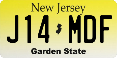 NJ license plate J14MDF