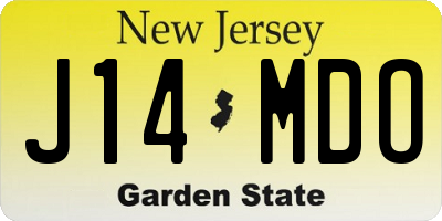 NJ license plate J14MDO