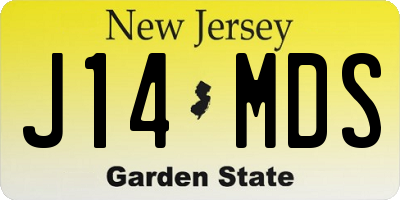 NJ license plate J14MDS