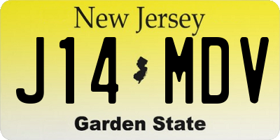 NJ license plate J14MDV